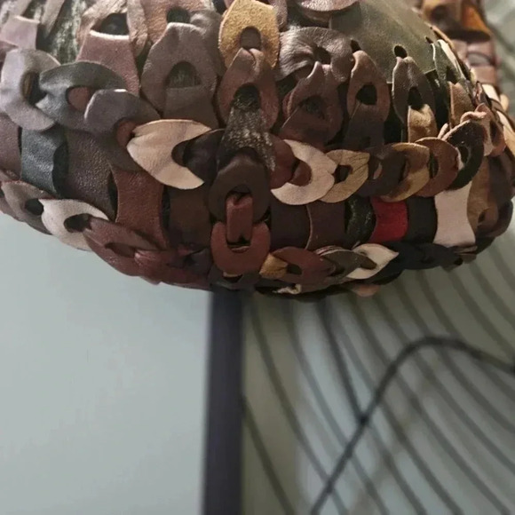 Vintage 70's | Slouchy Hippie Boho Leather Earthy Tones Chain Patchwork  Handbag - Picture 10 of 14